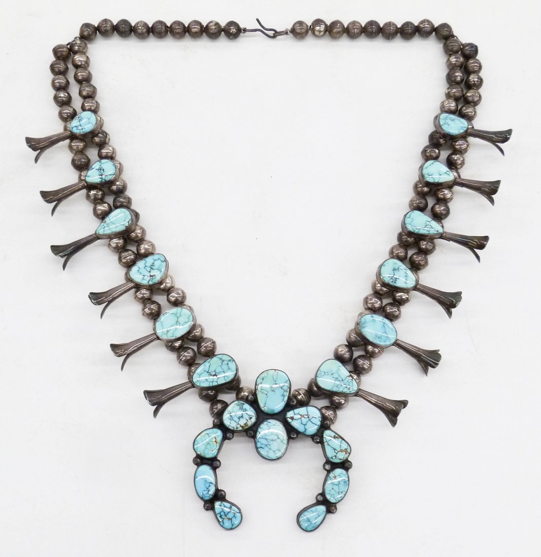 Carl Begay Navajo Silver & Turquoise Squash Blossom (1 of 3)