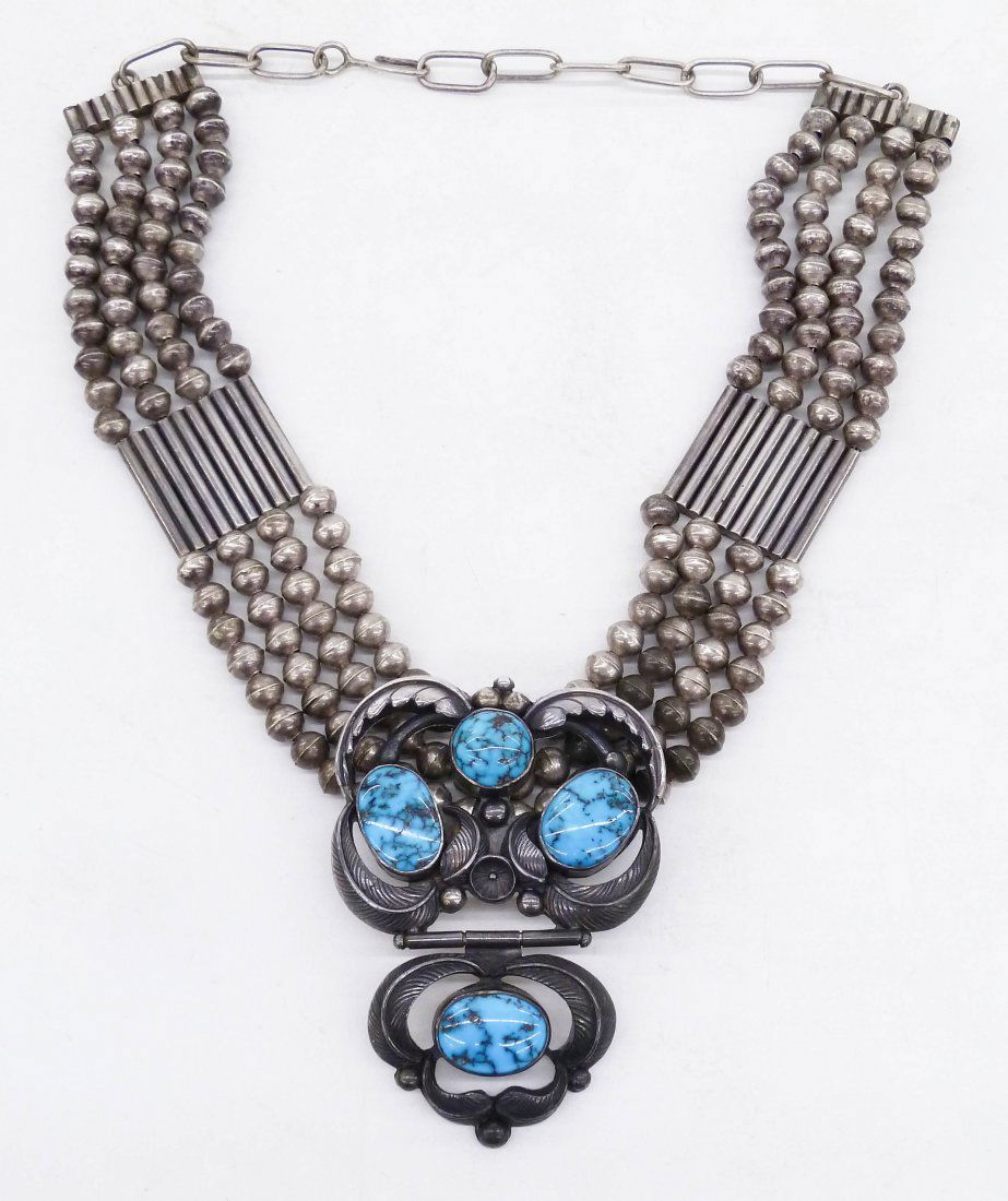 Carl Luthy Navajo Choker Necklace 16''. Silver bead (1 of 3)