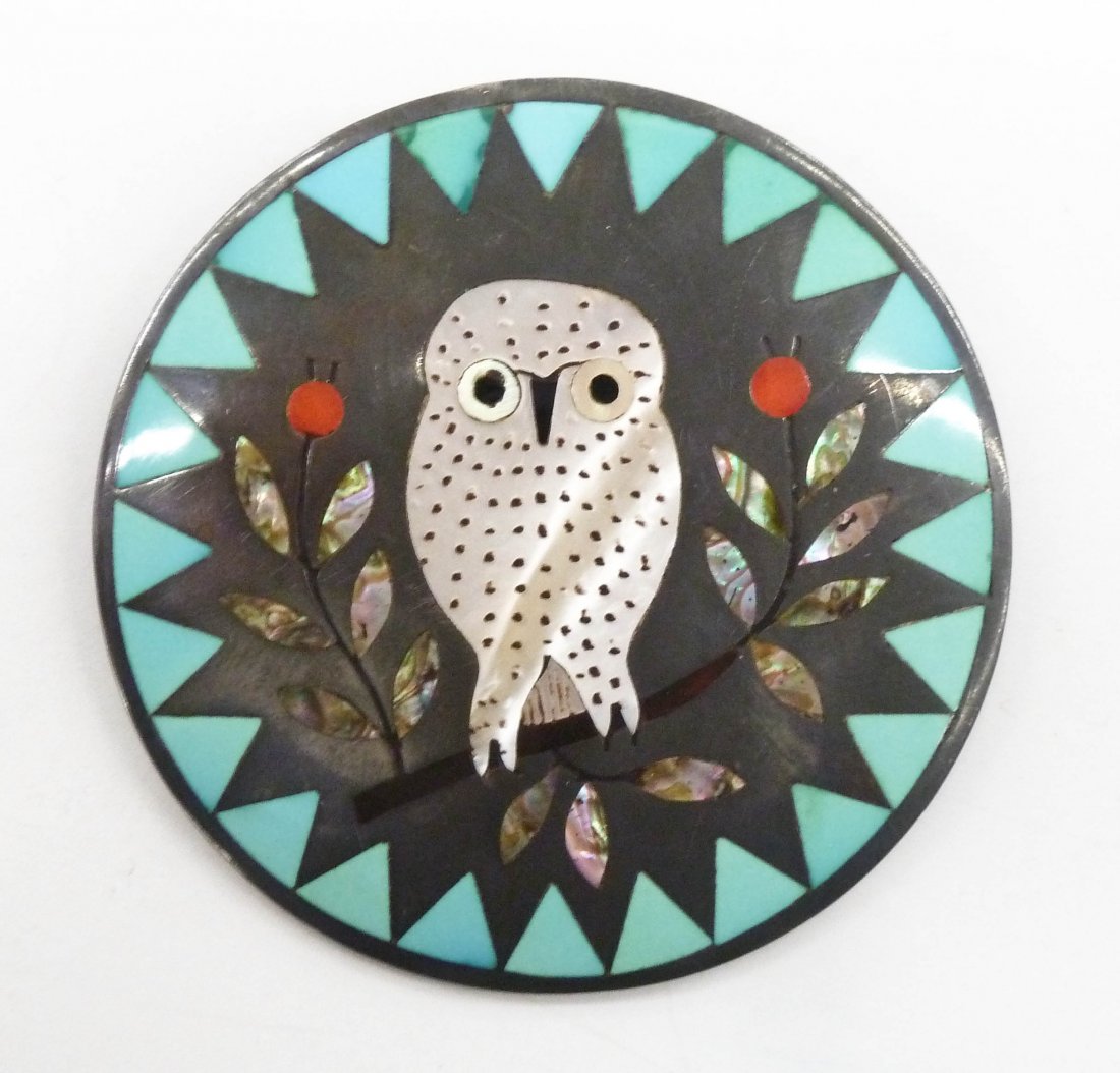 Dennis & Nancy Edaakie Zuni Silver Brooch 2.25'' (1 of 2)