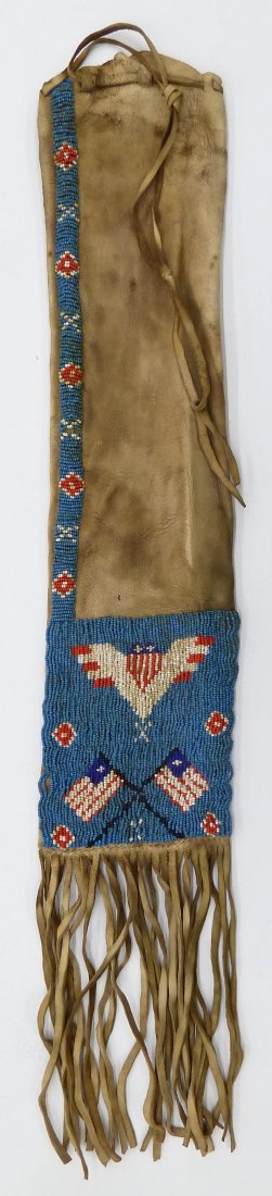 Old Plains Pictorial Beaded Pipe Bag 26''x4.5''. (1 of 2)