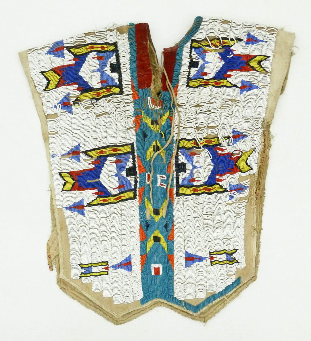 Old Plains Indian Beaded Vest 25''x22''. Fully beaded (1 of 3)