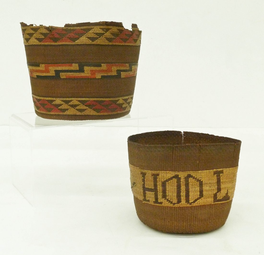 2pc Antique Tlingit Indian Baskets. Includes a rare (1 of 3)