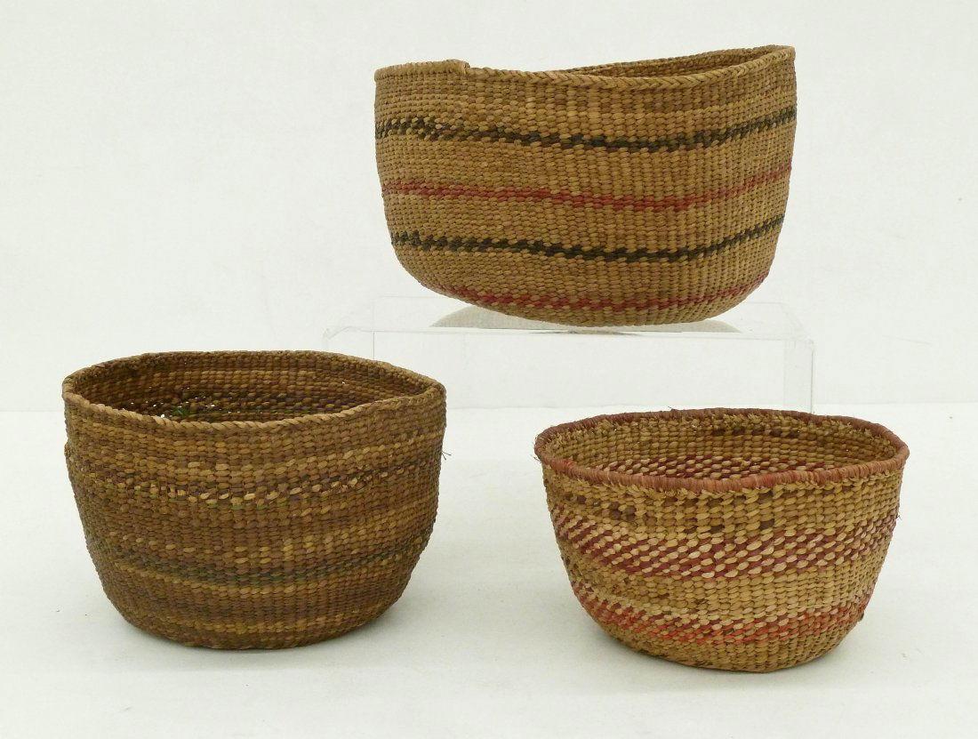 3pc Old NW Coast Indian Baskets. Klamath and Nootka (1 of 2)