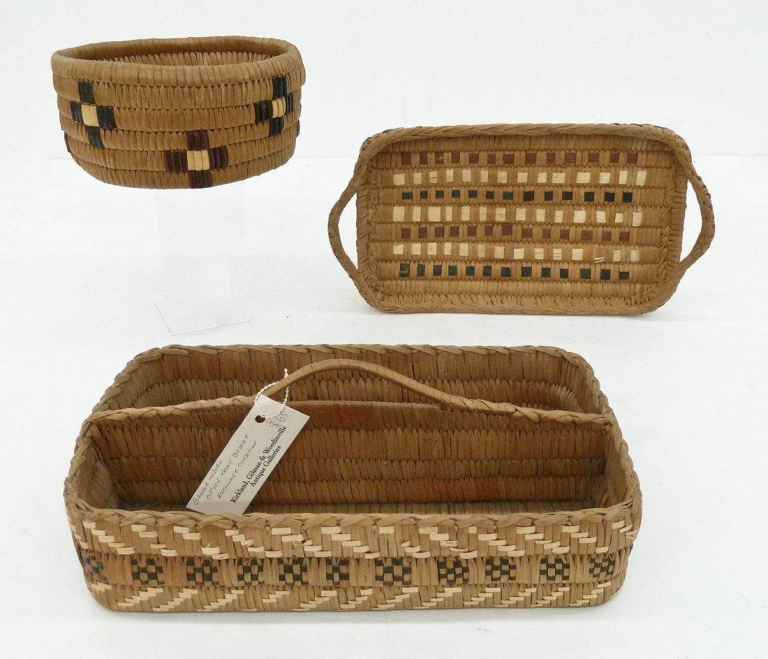 3pc Old Lillooet Indian Baskets. Fully imbricated (1 of 1)