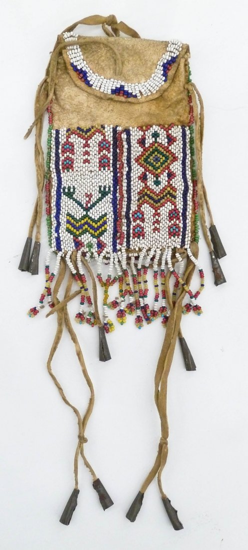 Old Cheyenne Strike-a-Lite Beaded Bag 6''x3''. (1 of 3)