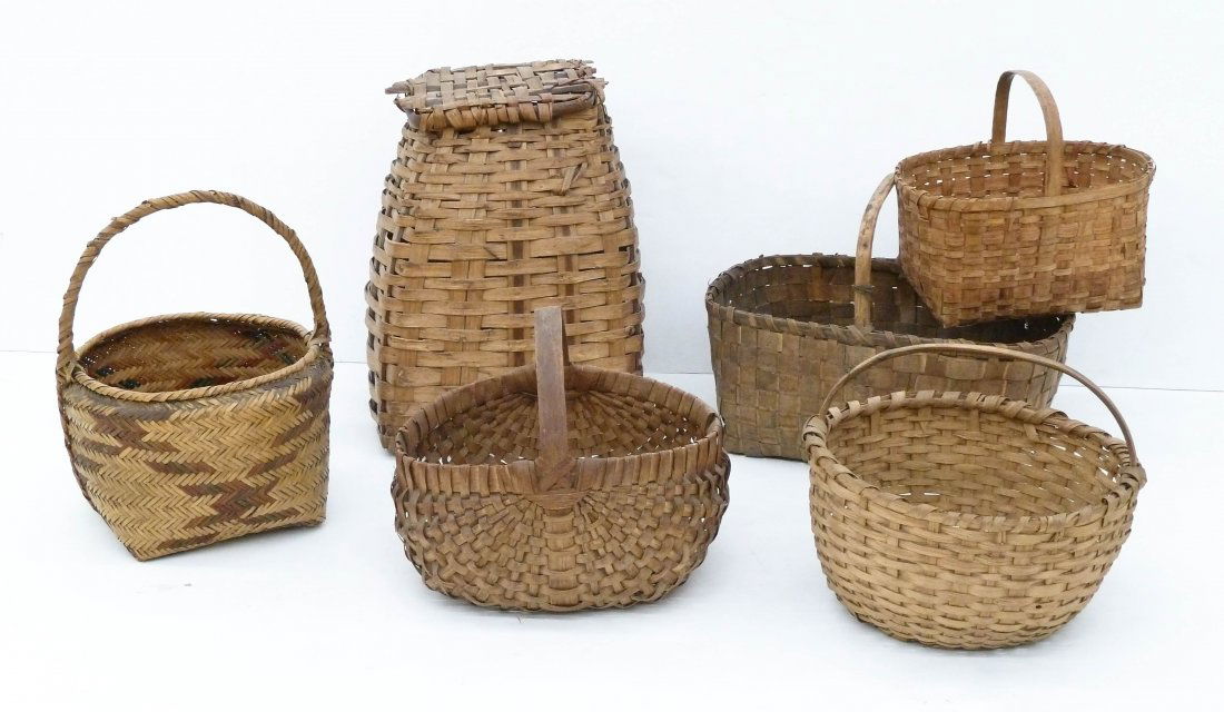 6pc Old Cherokee Hand Made Baskets. Includes one river (1 of 2)