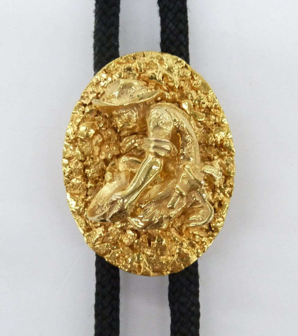 Alaskan 10k Gold Miner Bolo Tie 1.5''x1''. Heavy (1 of 3)