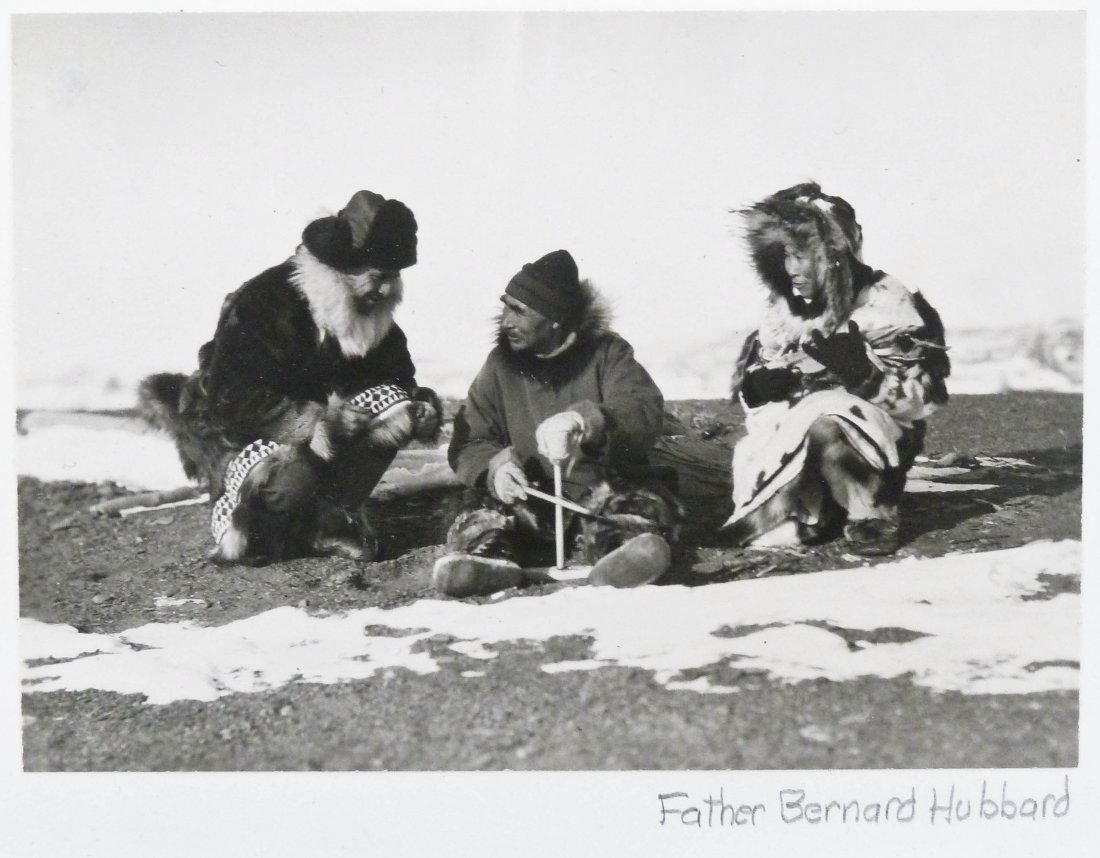 5pc Father Bernard Hubbard (1888-1962 California): 5pc Father Bernard Hubbard (1888-1962 California) Alaskan Silver Gelatin Photographs. Includes five mounted and pencil signed photos of Eskimo natives and a self portrait. Images range in size from 4'