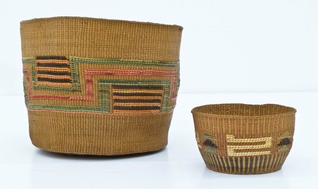 2pc Old Tlingit or Haida Spruce Root Indian Baskets. In (1 of 3)