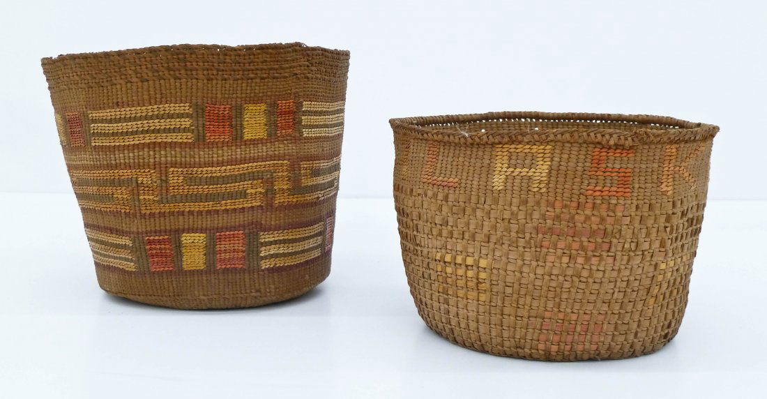 2pc Old Haida Decorated Indian Baskets. Includes a spru (1 of 3)