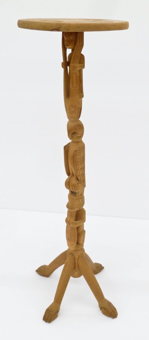 NW Coast Style Fern Stand 29.5"x9.5". A carved cedar to (1 of 4)