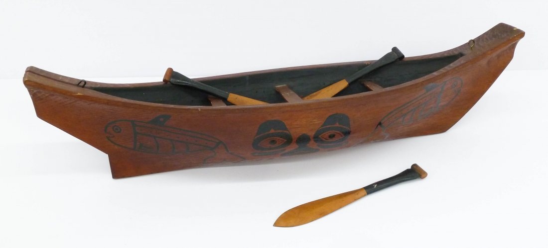 Old NW Coast Style Canoe Model 33"x7"x9.5". A polychrom (1 of 5)