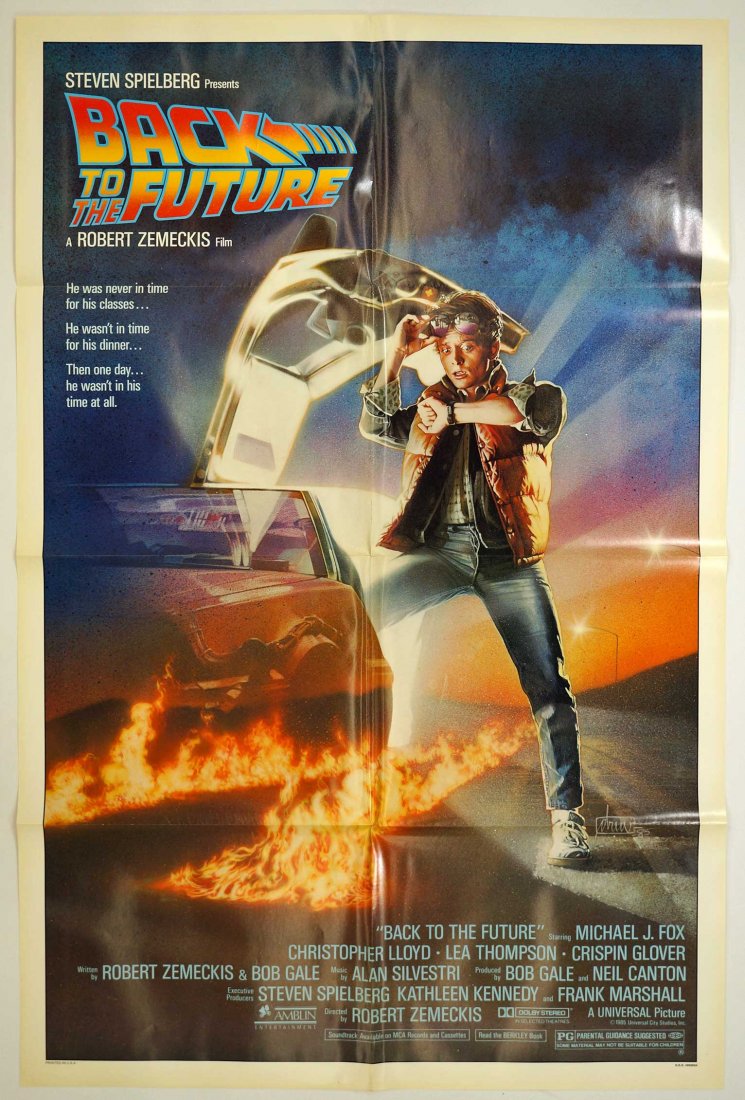 Back to the Future Original Movie Poster. 1985 One: Back to the Future Original Movie Poster. 1985 One Sheet, 41x27, Near Mint, Never Previously Unfolded.