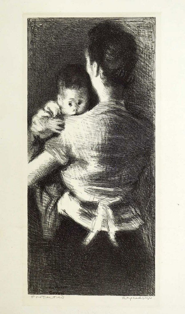 Raphael Soyer signed original AAA Lithograph: Raphael Soyer signed original AAA Lithograph [Protected], loose, pencil signed LR unframed, excellent condition, taped at top corners only, retains AAA label, image 13.5x6.25