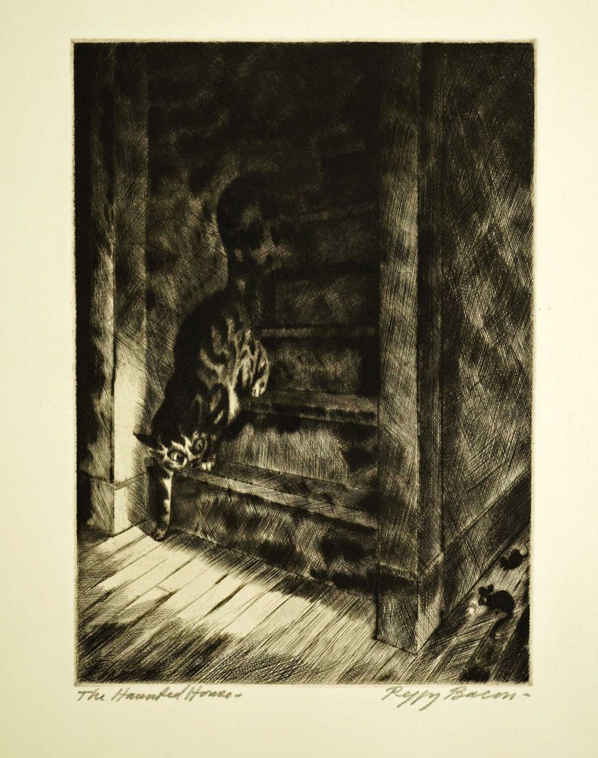 Peggy Bacon Signed Original AAA Etching [Haunted: Peggy Bacon Signed Original AAA Etching [Haunted House]. Unframed, loose, Ex/Ex+ condition, taped at corners only. 6 7/8'' x 4 7/8'', pencil signed LR. Original AAA label. One of two found of this etc