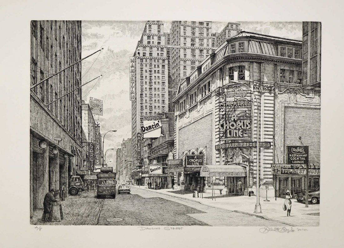 Elliot Engels Signed Etching [Dancing Street]. Dated: Elliot Engels Signed Etching [Dancing Street]. Dated 1980-81, unframed, Ex/Ex+, condition, loose, artist's proof. 11 7/8'' x 16 3/4''.