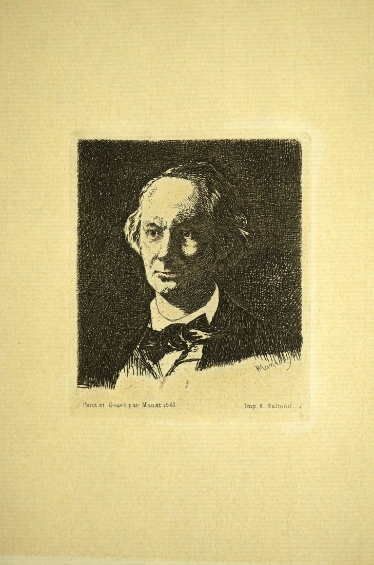 Edouard Manet (France, 1832-1883) Etching [Portrait of: Edouard Manet (France, 1832-1883) Etching [Portrait of Chas. Baudelaire]. 3.5'' x 3'', circa 1865, signed in plate.