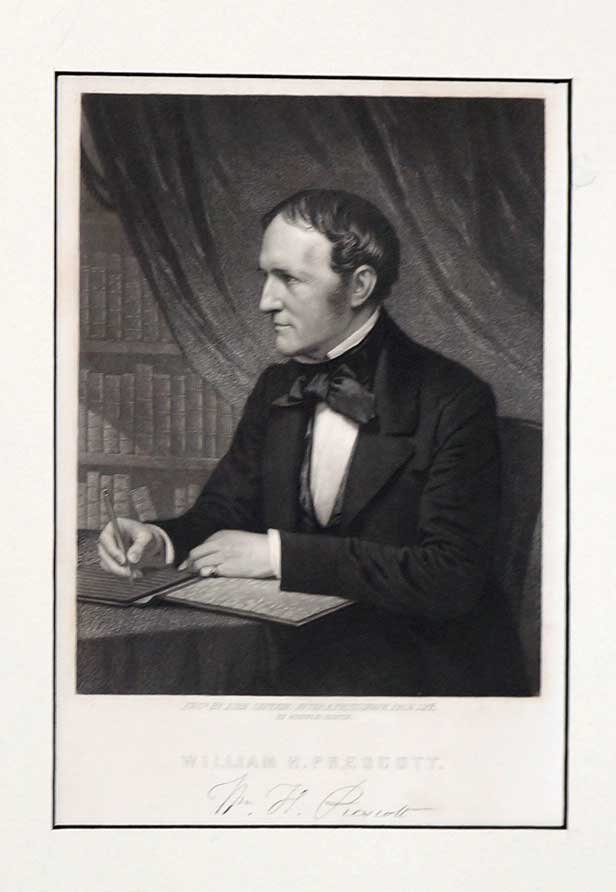John Sartain (American, 1808-1897) Mezzotint Engraving: John Sartain (American, 1808-1897) mezzotint engraving [William Prescott]. Unframed, loose, tipped in along top edge only. Excellent condition. 9.5" x 6".