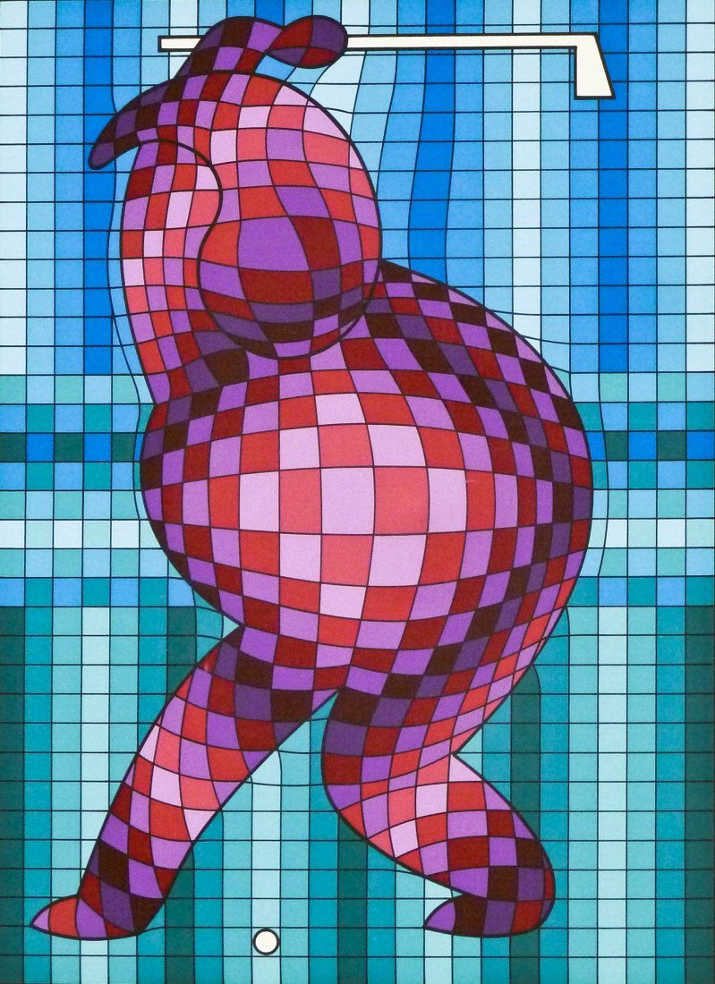 Victor Vasarely ''Golf'' 1985 Deluxe Silkscreen: Victor Vasarely ''Golf'' 1985 Deluxe Silkscreen 15.5''x12'' Sight. Pencil signed and numbered 32 of 200 edition lower margin. Certificate of authenticity on verso stating this is from the Deluxe 200 e