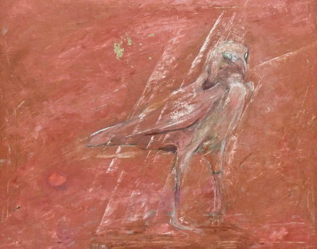 Morris Graves (1910-2001 American) Untitled Bird Oil on: Morris Graves (1910-2001 American) Untitled Bird Oil on Canvas 32''x40'' Image. An early work that was found hidden in his old studio, The Rock. Painting comes with a folder of provenance including le