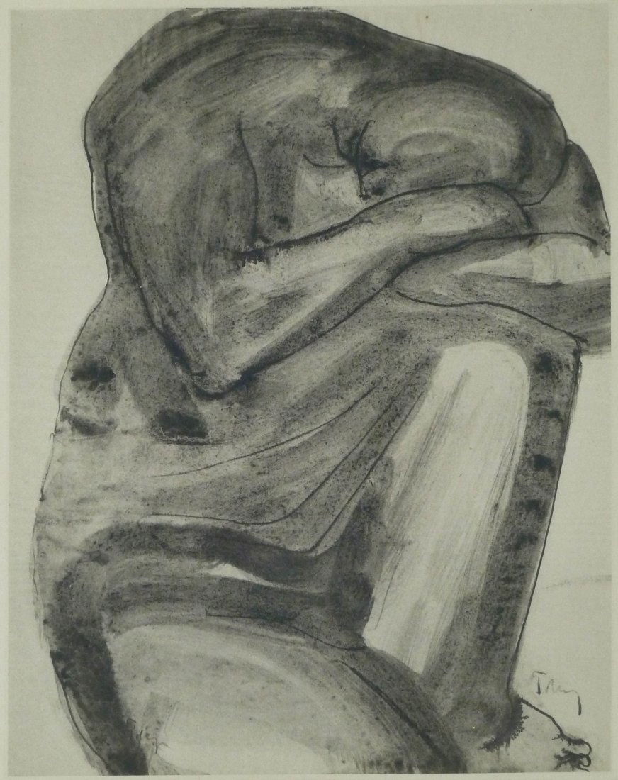 2pc Mark Tobey (1890-1976 American) Abstract Figure: 2pc Mark Tobey (1890-1976 American) Abstract Figure Lithographs 10.75''x8.5'' Sight Each. Both are plate signed images of abstract ink figures. Total framed size 18''x15.5'' each.