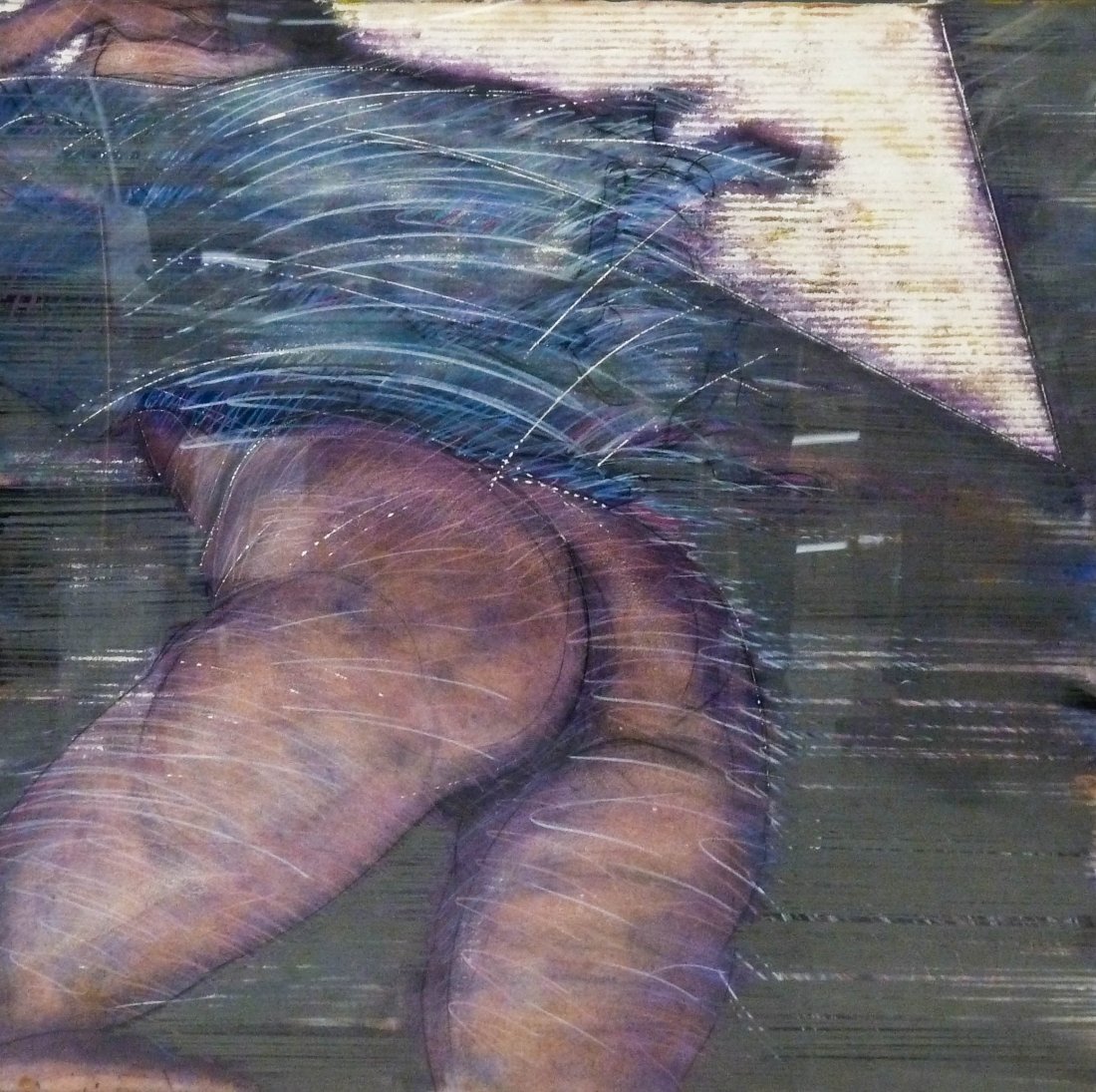 David Allison (20th Century Washington) ''Morning #1 -: David Allison (20th Century Washington) ''Morning #1 - Green Room'' 1984 Mixed Media on Paper 44''x45'' Framed. Signed and dated l.r. corner. Greg Kucery Gallery, Seattle label on verso.