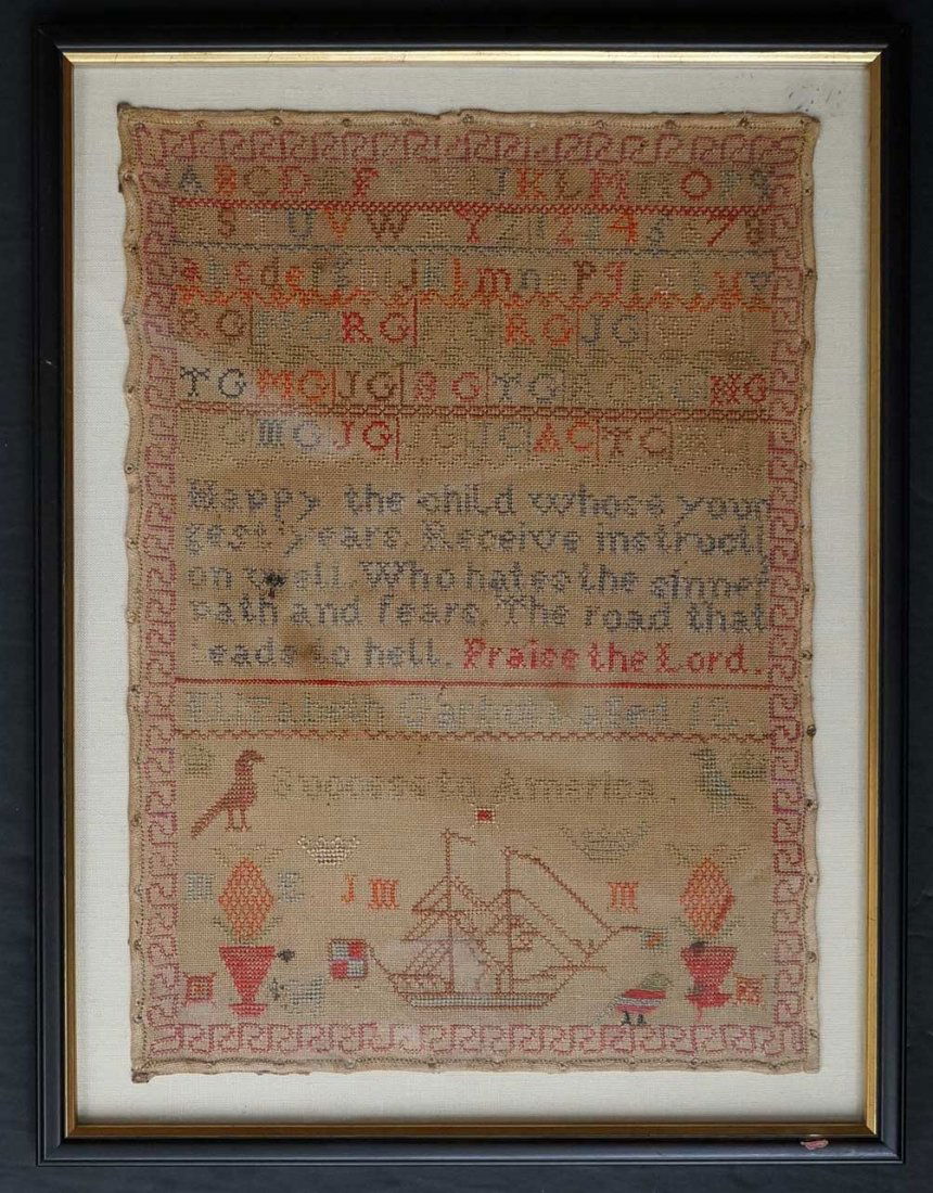 Framed Antique American Sampler, [Success to America] (1 of 1)