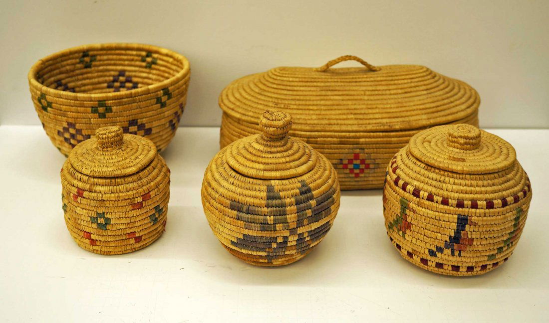 Group of 5 Inuit Baskets, 4.5'' to 6''