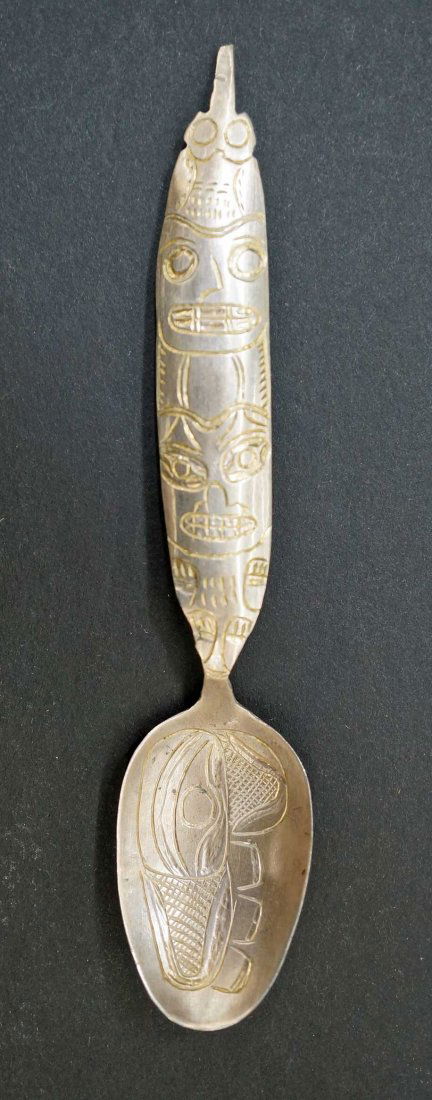 Tlingit Alaskan Indian Silver Totem Spoon, 5'' (1 of 4)