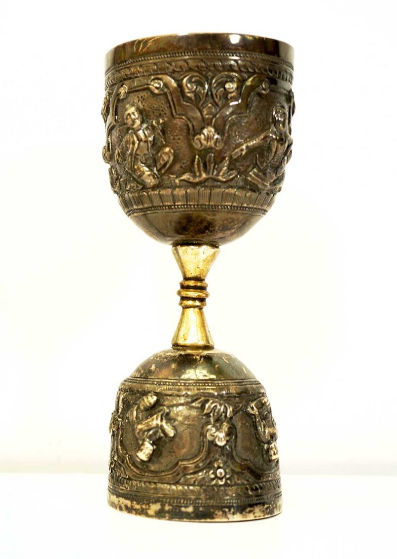 Embossed Antique Indian Colonial Sterling Silver Double (1 of 2)