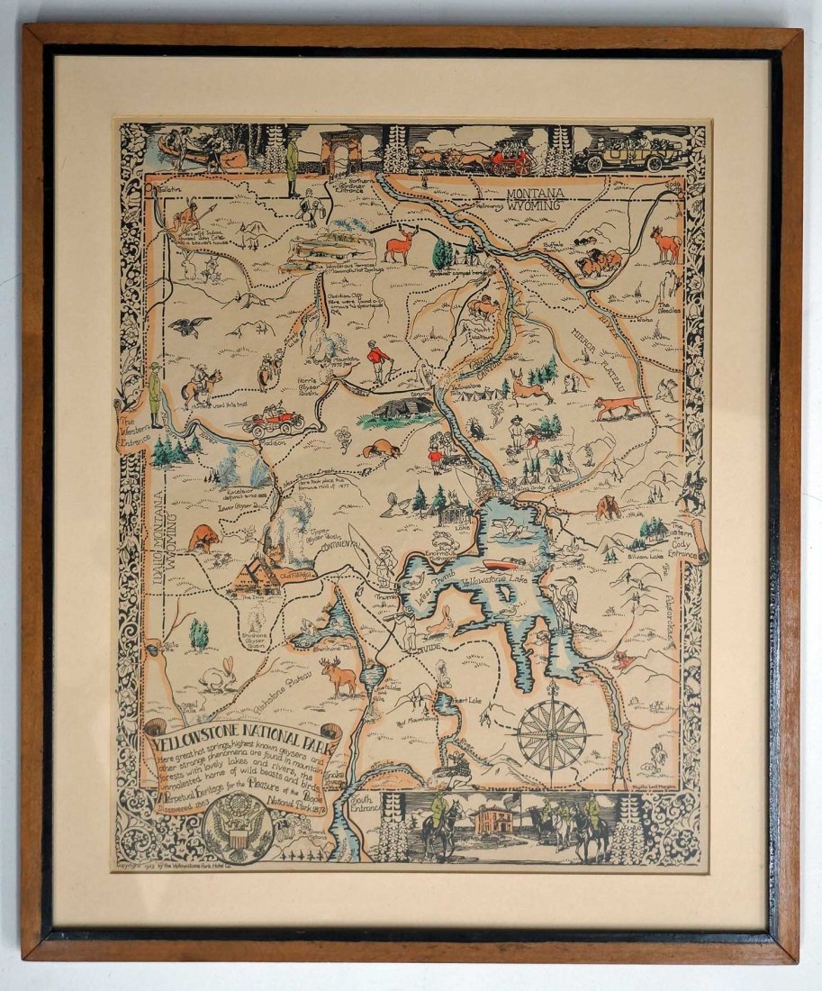 1929 Yellowstone Park Hotel framed lithograph by (1 of 1)