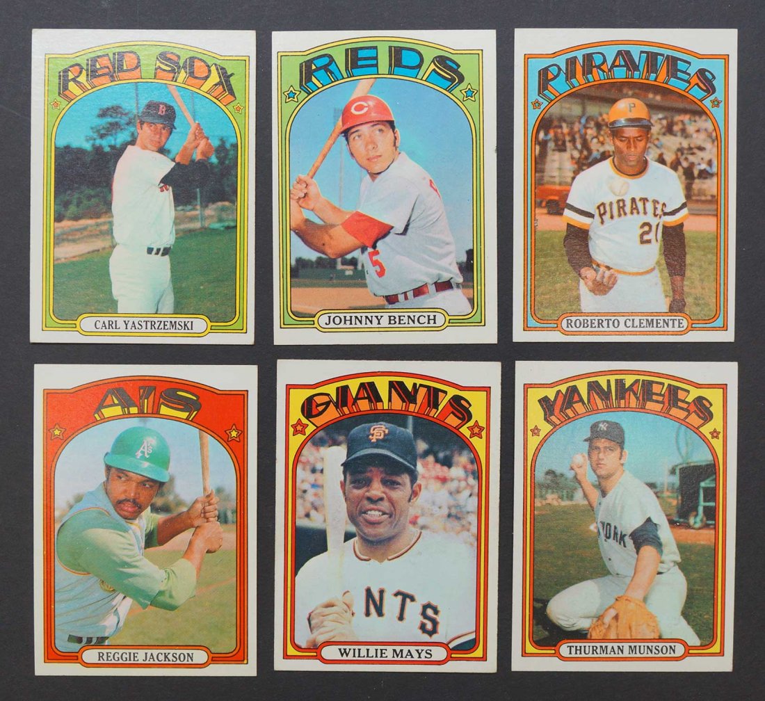 Group of Six 1972 Topps Baseball Cards of High Grade. (1 of 2)