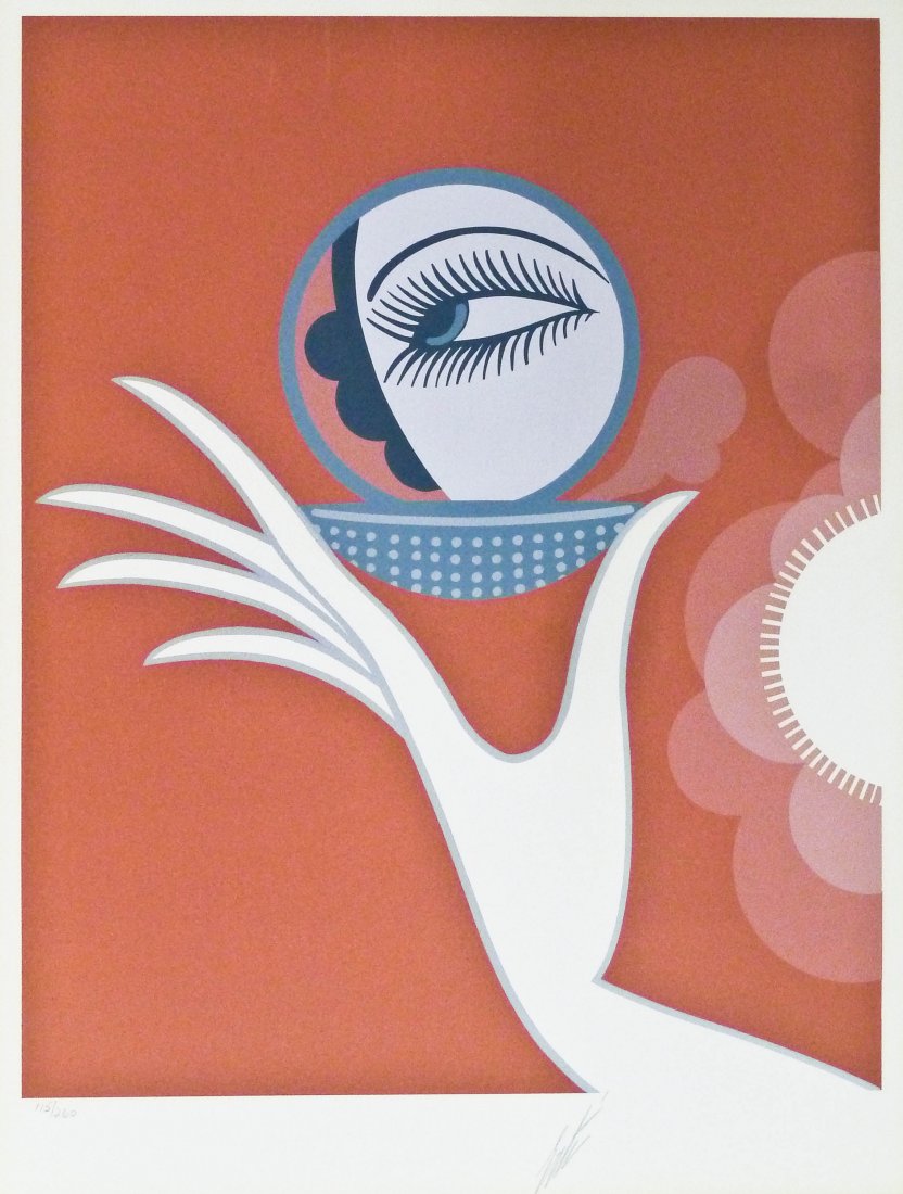 Erte ''Compact Vanities'' Signed Serigraph 21.5''x17'': Erte ''Compact Vanities'' Signed Serigraph 21.5''x17'' Image. Pencil signed and numbered 115 of 260 edition. Gallery framed with a total size of 35.5''x28.5''. Slight fading with mat burn at edges.