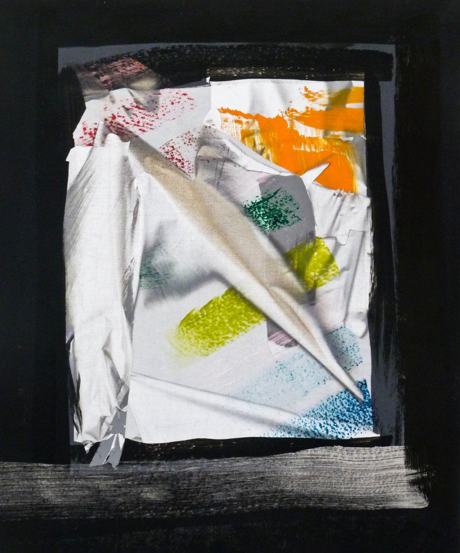 Larry Bell (b.1939 American) ''Mirage Study #3'' 1988: Larry Bell (b.1939 American) ''Mirage Study #3'' 1988 Mixed Media on Canvas 36''x30''. A colorful abstraction with black border. Signed and dated l.r. with his studio title label on verso. Excellent c