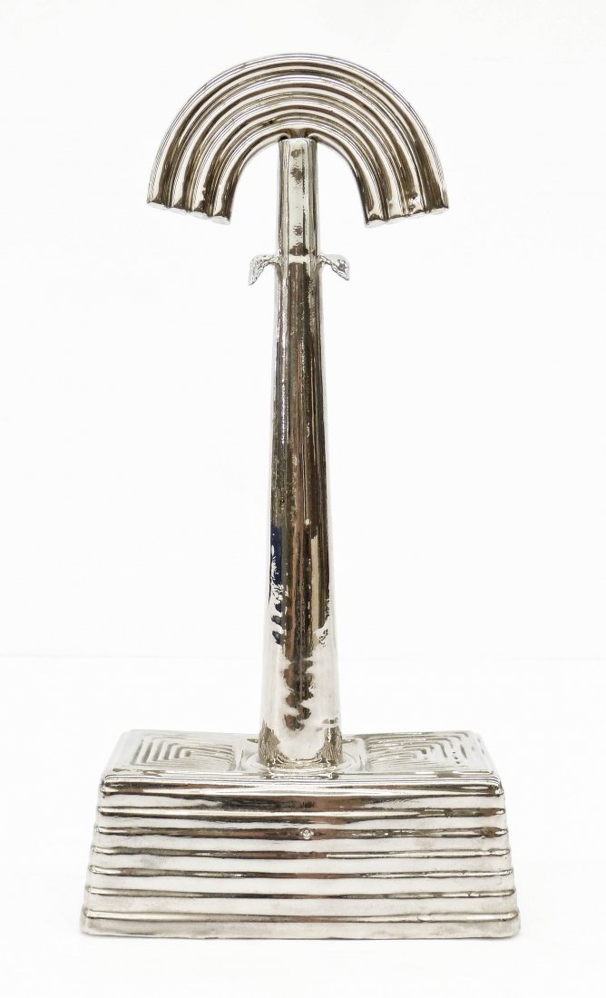 Howard Kottler (1930-1989 Washington) ''Wishful: Howard Kottler (1930-1989 Washington) ''Wishful Thinking'' Bottle 1970 Glazed Ceramic Sculpture 14.75''x7.5''. A rare funk slipcast earthenware bottle with stopper, covered in silver luster glazes. Ra