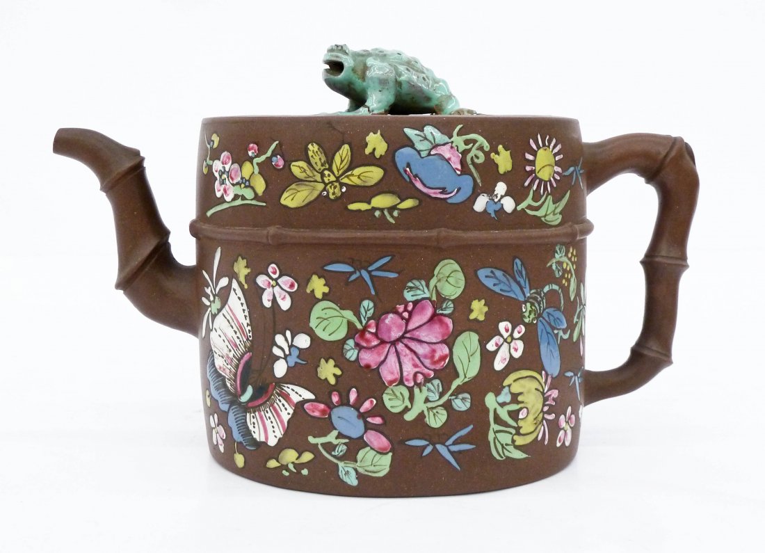 Antique Chinese Zisha Enamel Yixing Teapot