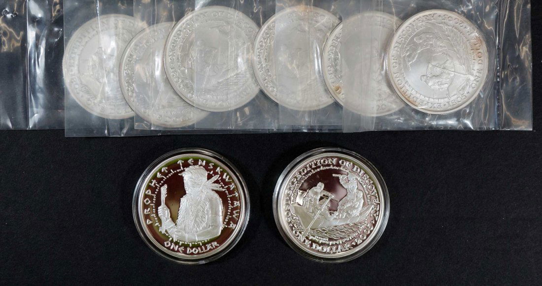 (8) 2005 Shawnee Tribe 1 ounce .999 pure silver rounds, (1 of 2)