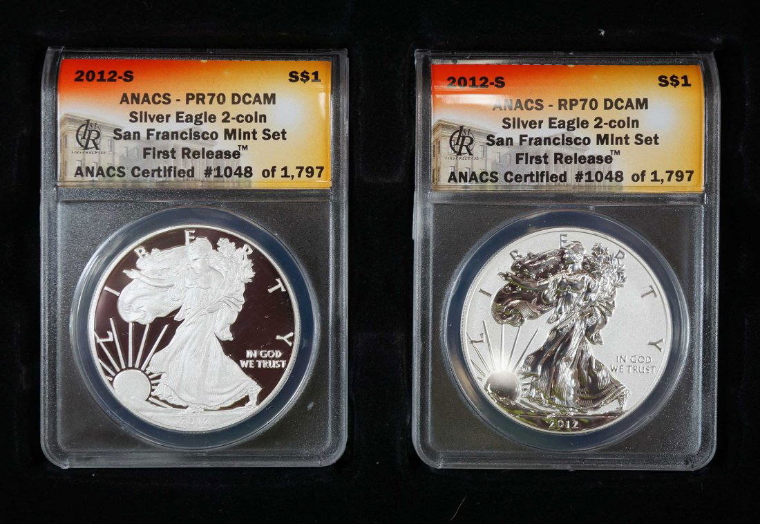 2012-S Silver Eagle 2 Coin Set, San Francisco Mint Set, (1 of 1)