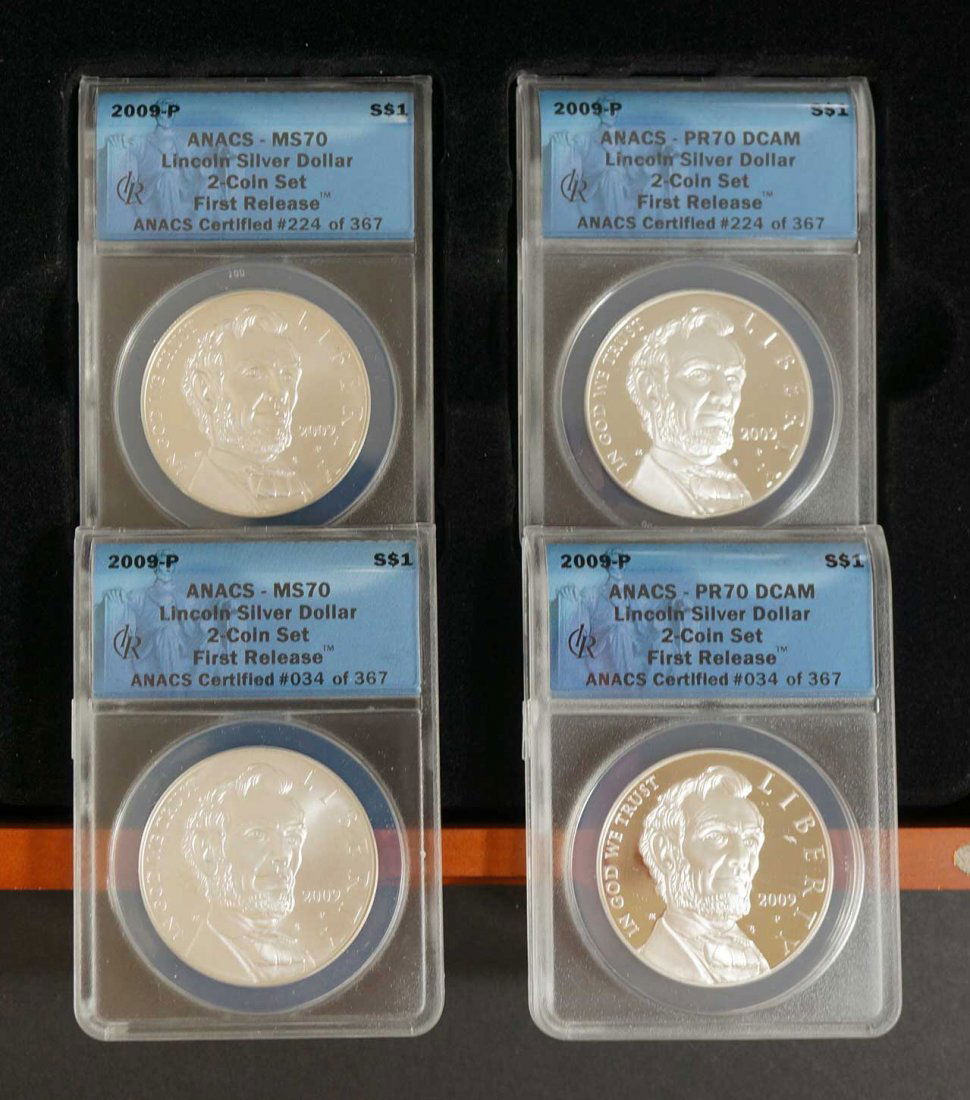 (2) 2009-P Lincoln silver dollar Sets, ANACS 2 Coin (1 of 2)