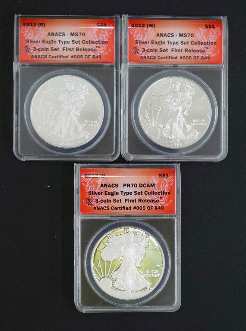 2012 Silver Eagle Type Set Collection, 3 coin set, (1 of 1)