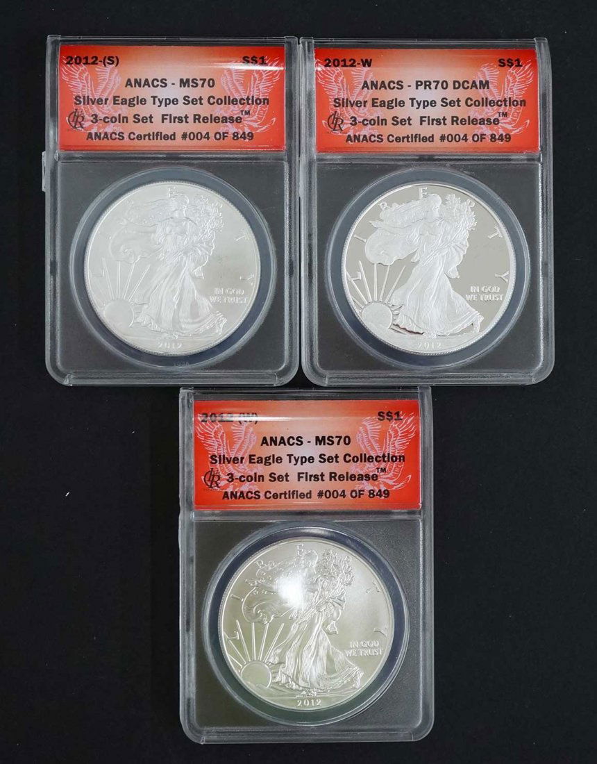 2012 Silver Eagle Type Set Collection, 3 coin set, (1 of 1)