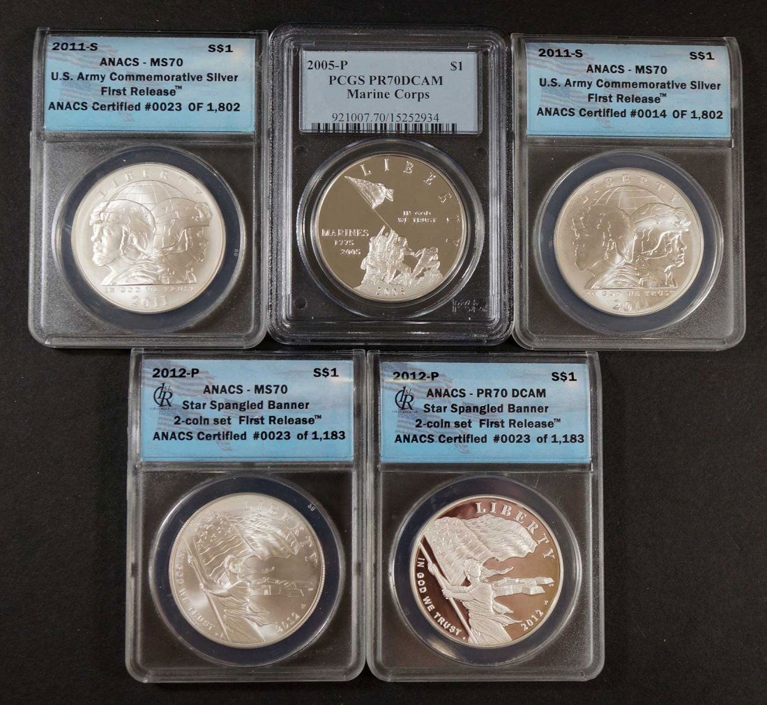 Group of Silver Dollars Commemorative Dollars (5) US (1 of 1)