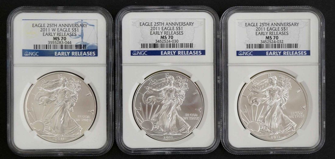 (3) 2011-W $1 Silver Eagles 25th Anniversary, Early (1 of 1)