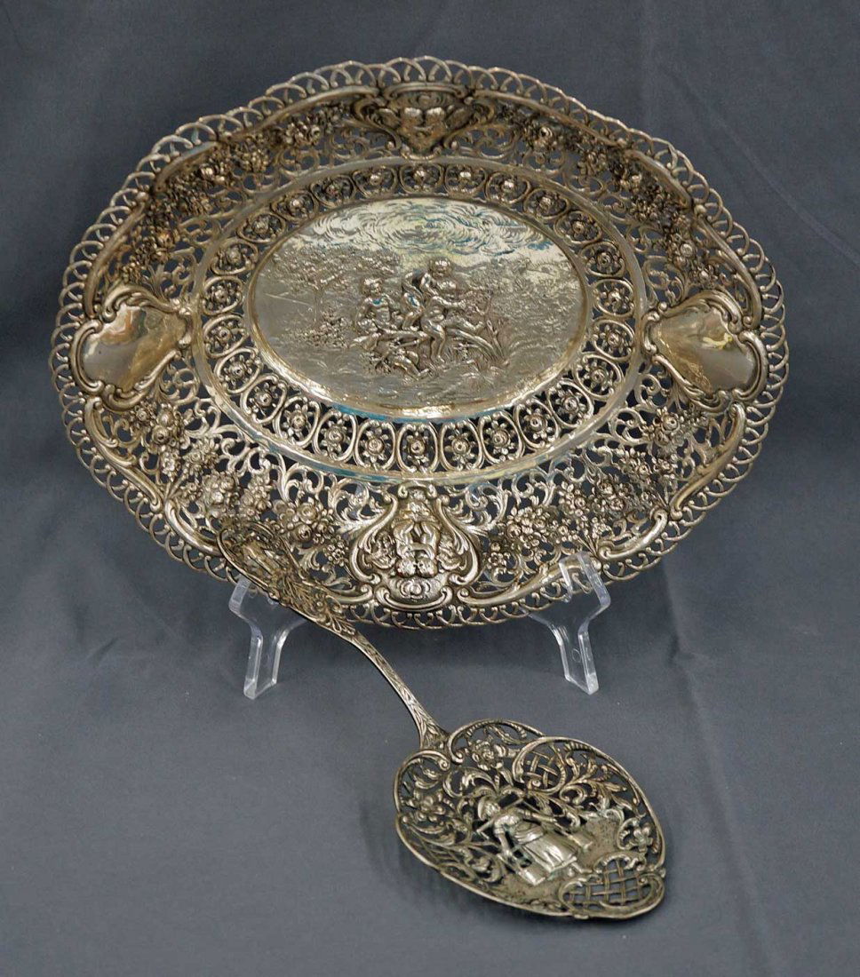 Two pieces Antique Continental Silver Basket & Serving (1 of 4)