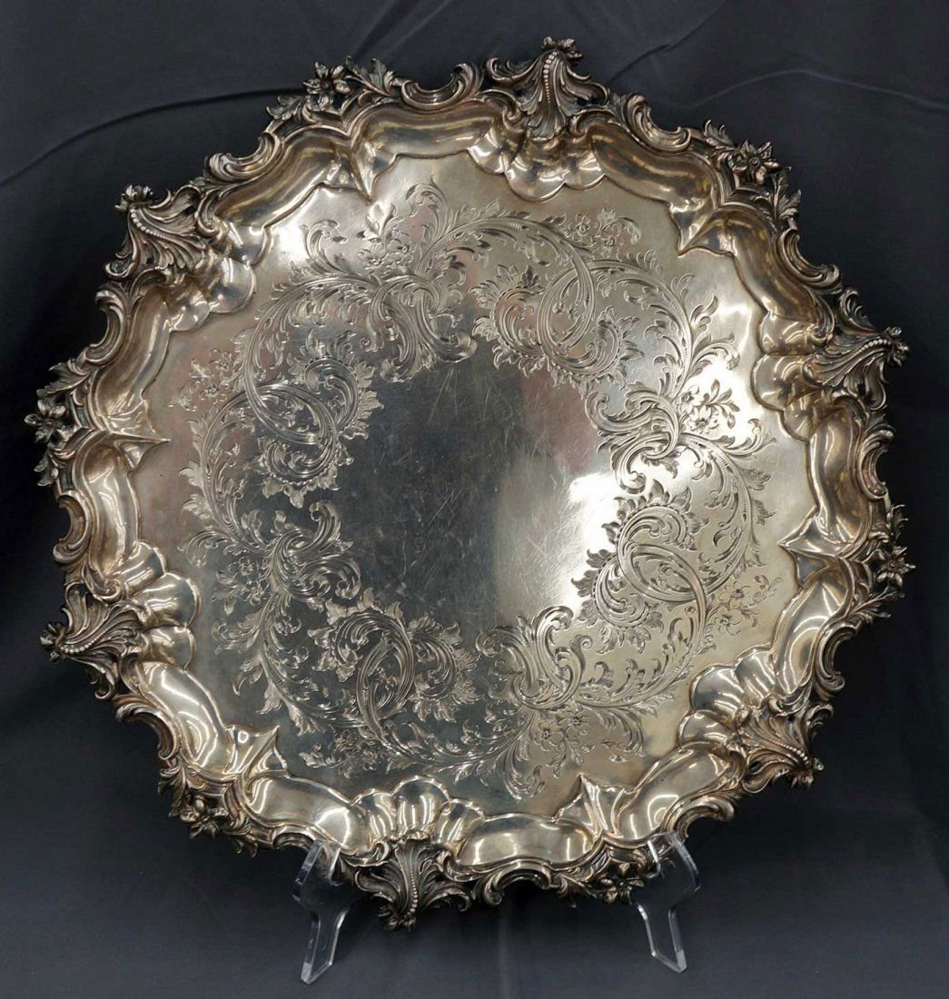 Large Victorian Sterling Silver Circular Footed Salver (1 of 5)
