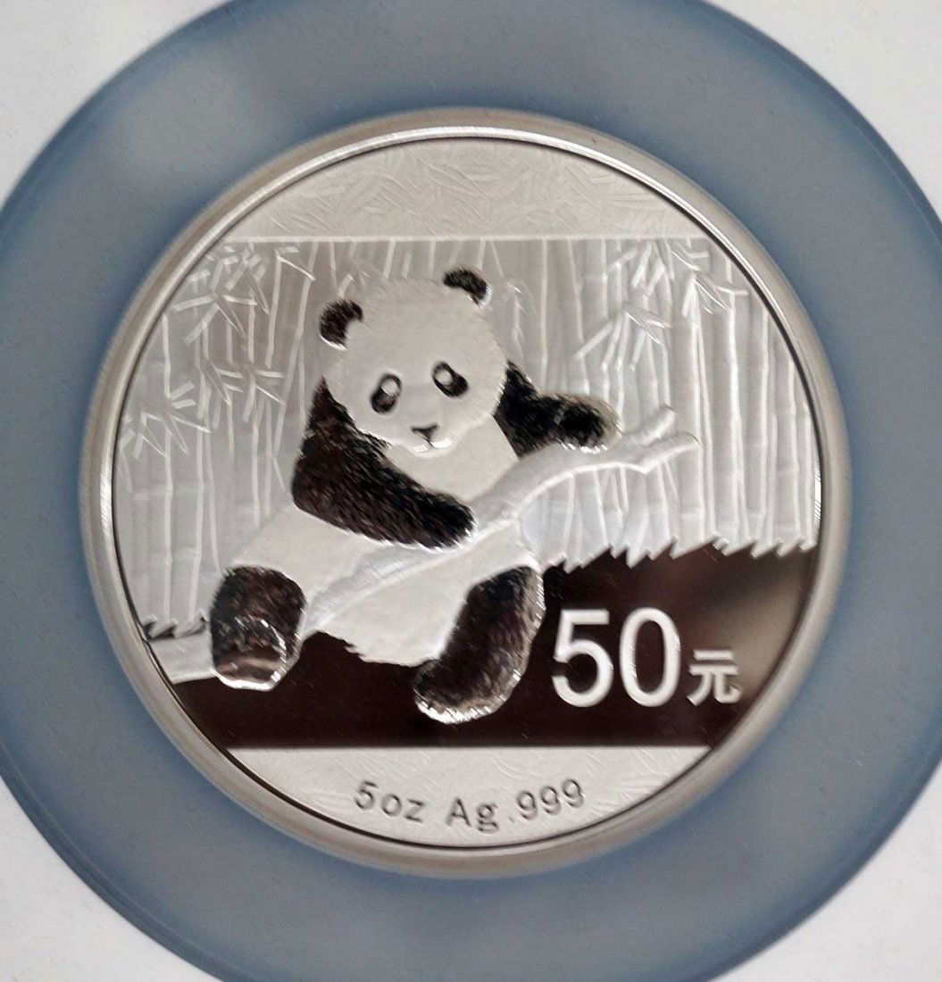 2014 China 5 Oz. Silver 50 Yuan Panda Coin. NGC PF70 (1 of 3)