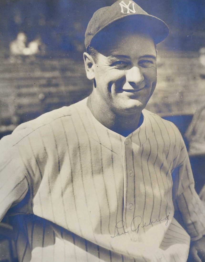 Lou Gehrig Signed Photograph. Just found in an upper (1 of 3)