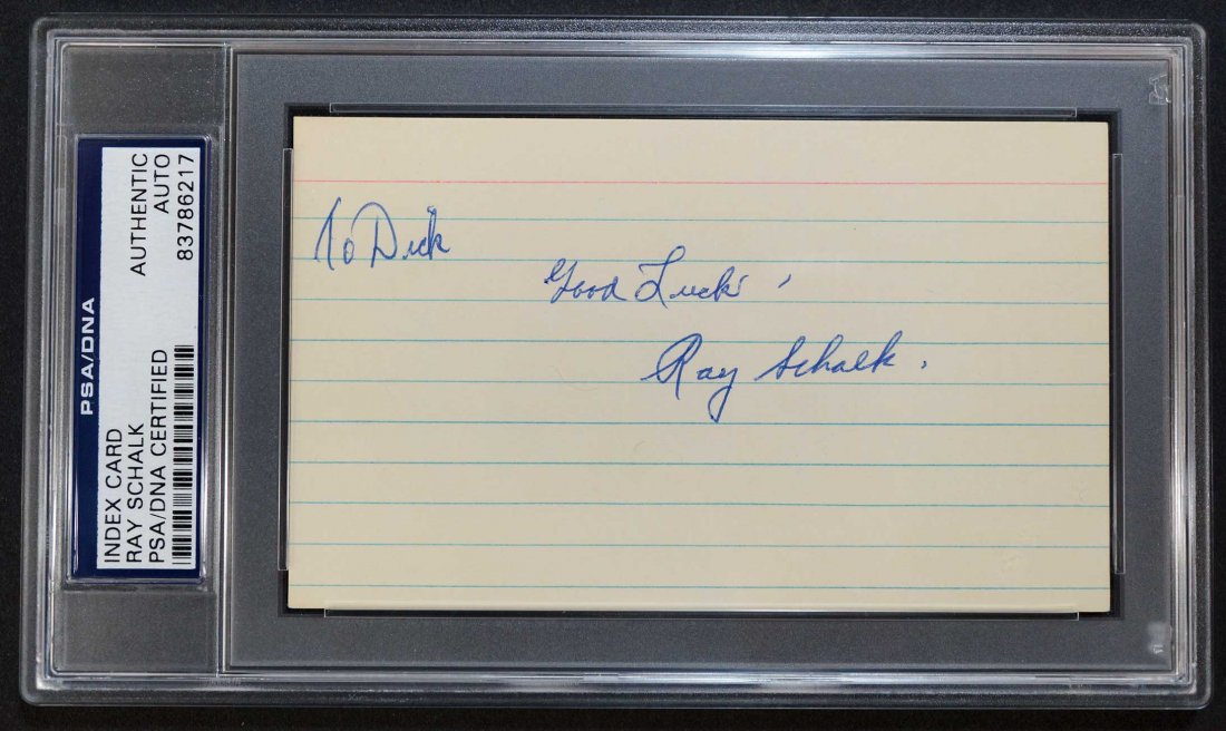 Ray Schalk Signed 3'' x 5'' card. PSA/DNA Authentic. (1 of 1)