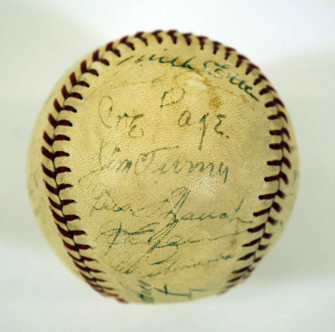 1944 New York Yankees Team Signed Baseball. Contains 27 (1 of 6)