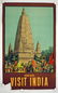 Budh Gaya India Travel Poster, cirac 1950's. 38.75'' x - 2